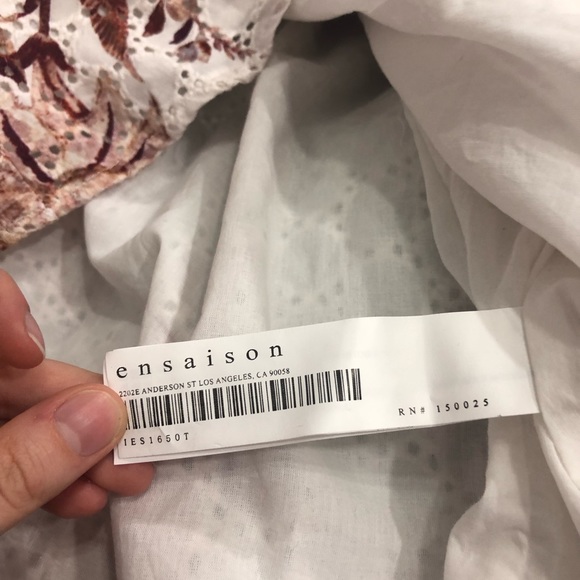 En Saison - Lace Burgundy Floral Print Cotton Babydoll Top - Size M - Picture 7 of 7